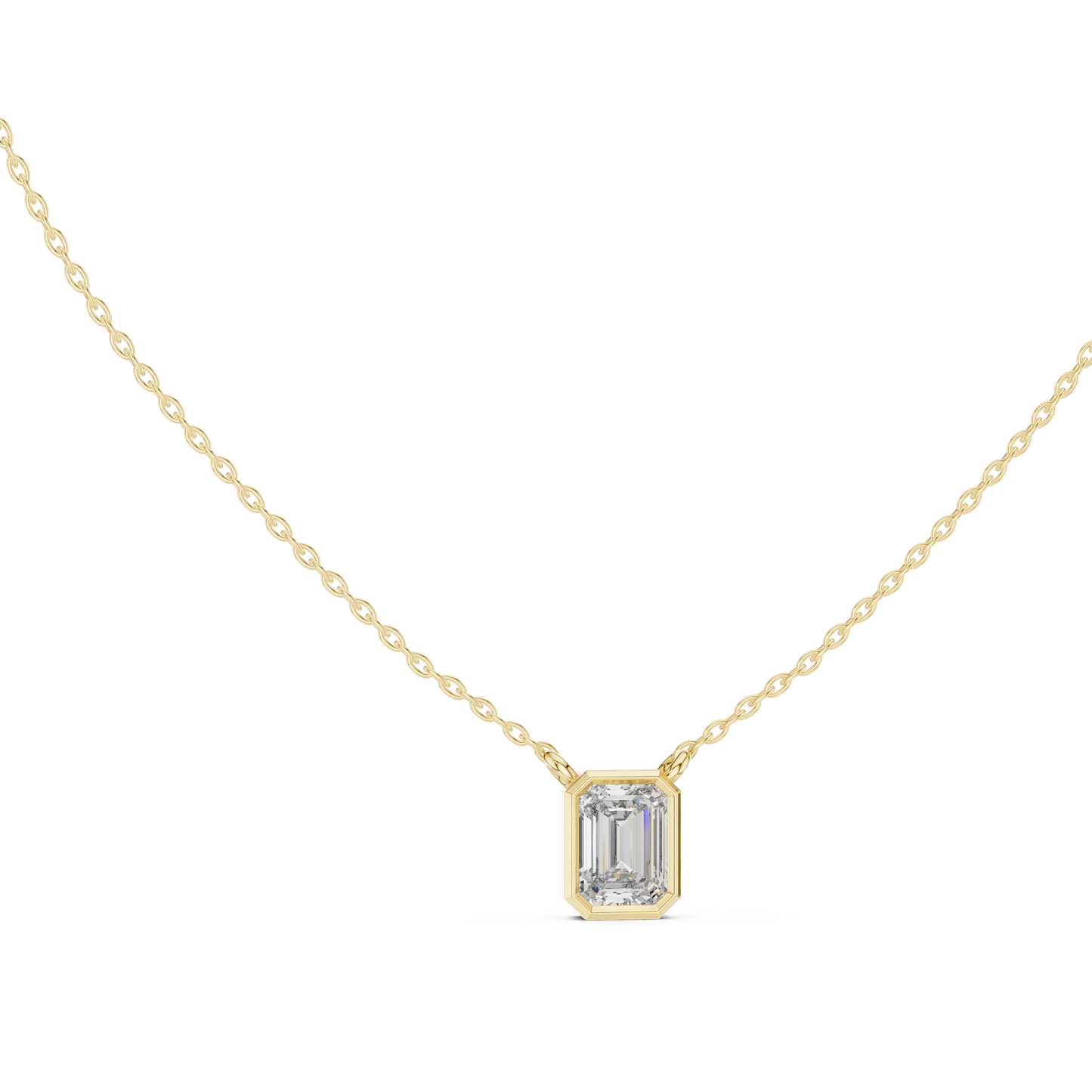Emerald-Cut Solitaire Diamond Pendant Necklace