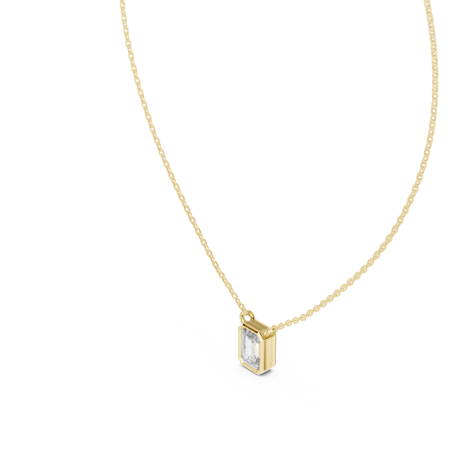 Emerald-Cut Solitaire Diamond Pendant Necklace