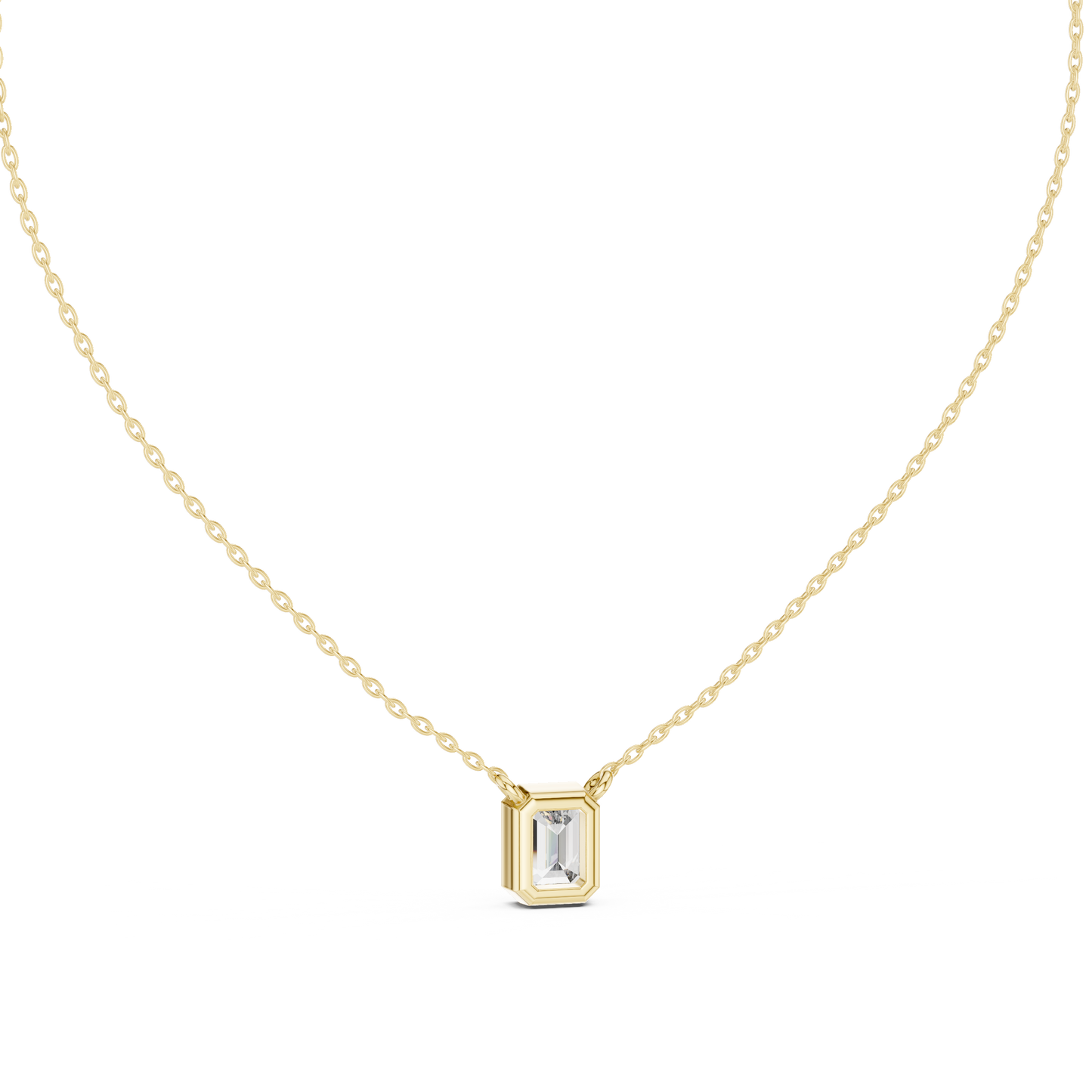 Emerald-Cut Solitaire Diamond Pendant Necklace
