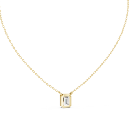 Emerald-Cut Solitaire Diamond Pendant Necklace
