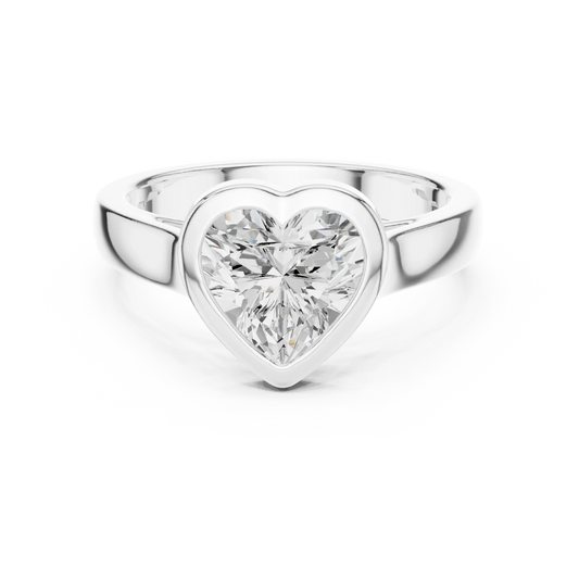 Heart bezel solitaire ring in white gold with lab-grown diamond – Australia