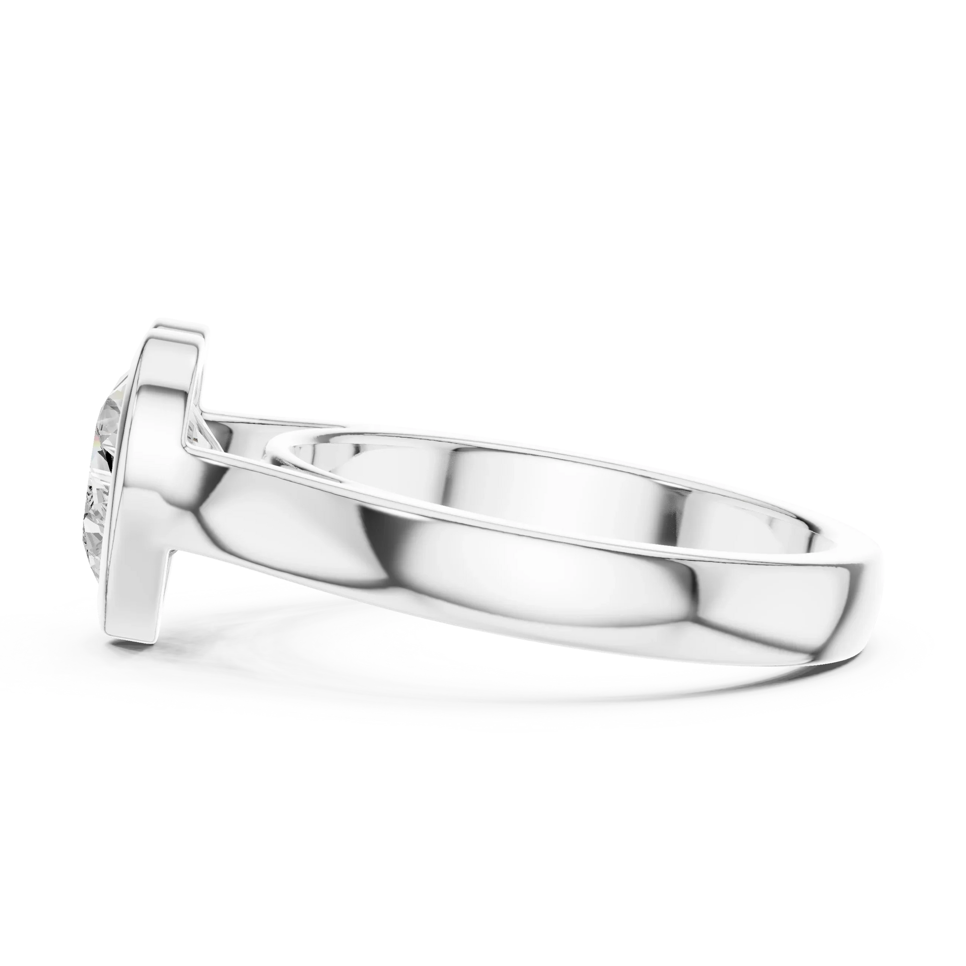 Side view of white gold heart bezel solitaire ring with lab-grown diamond – Australia