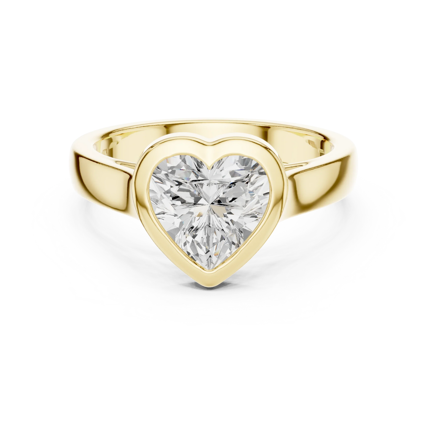 Heart bezel solitaire ring in yellow gold with lab-grown diamond – Australia