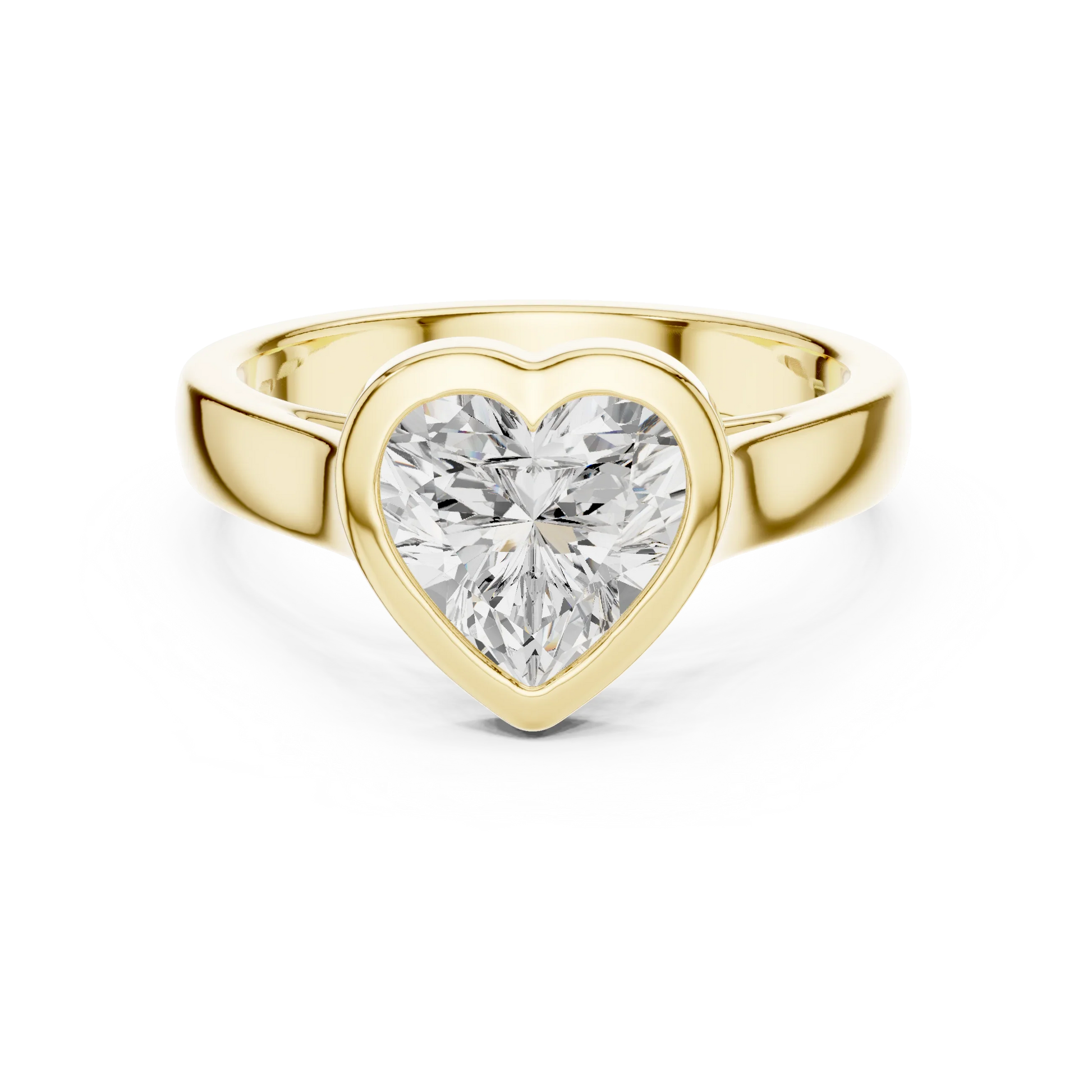 Heart bezel solitaire ring in yellow gold with lab-grown diamond – Australia