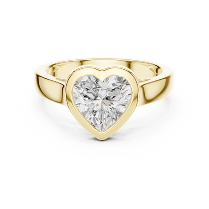 Heart bezel solitaire ring in yellow gold with lab-grown diamond – Australia