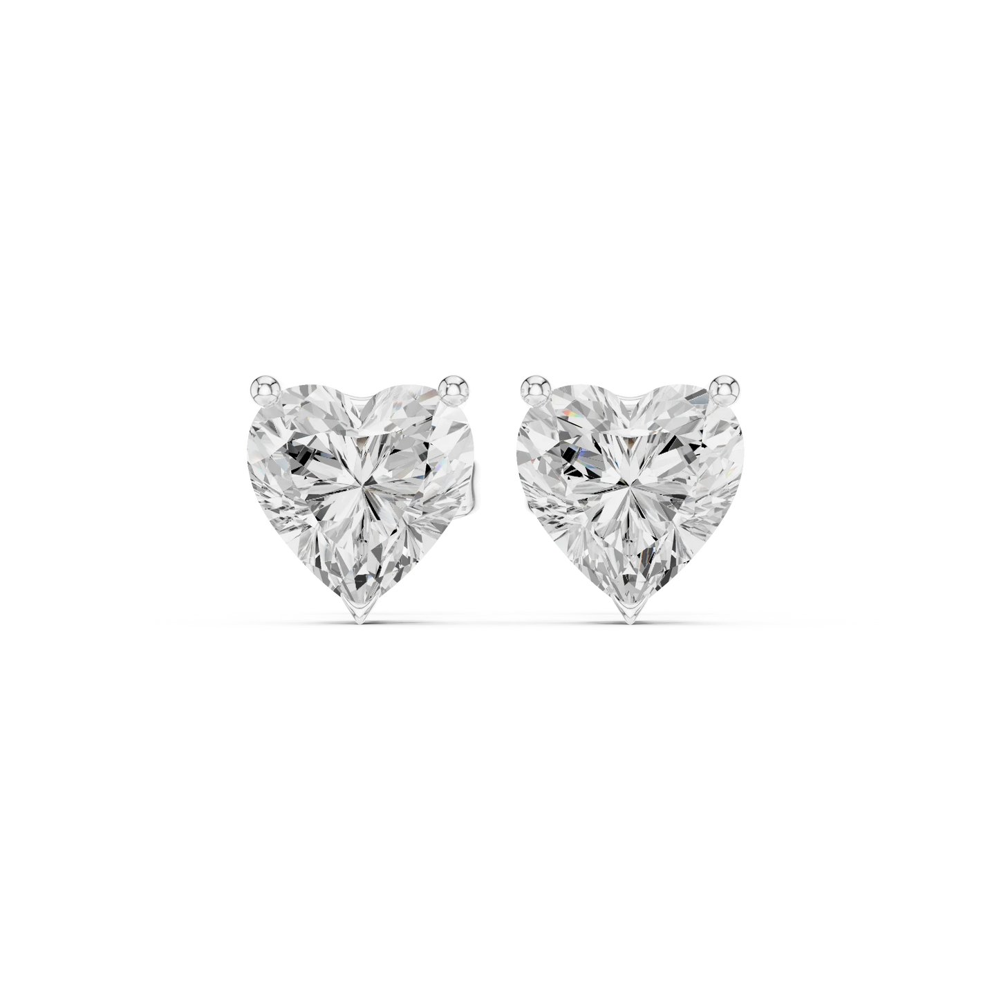 Heart cut lab grown diamond stud earrings in white gold by Diamonds for Everyone Australia