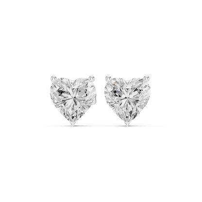 Heart cut lab grown diamond stud earrings in white gold by Diamonds for Everyone Australia