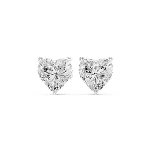 Heart cut lab grown diamond stud earrings in white gold by Diamonds for Everyone Australia