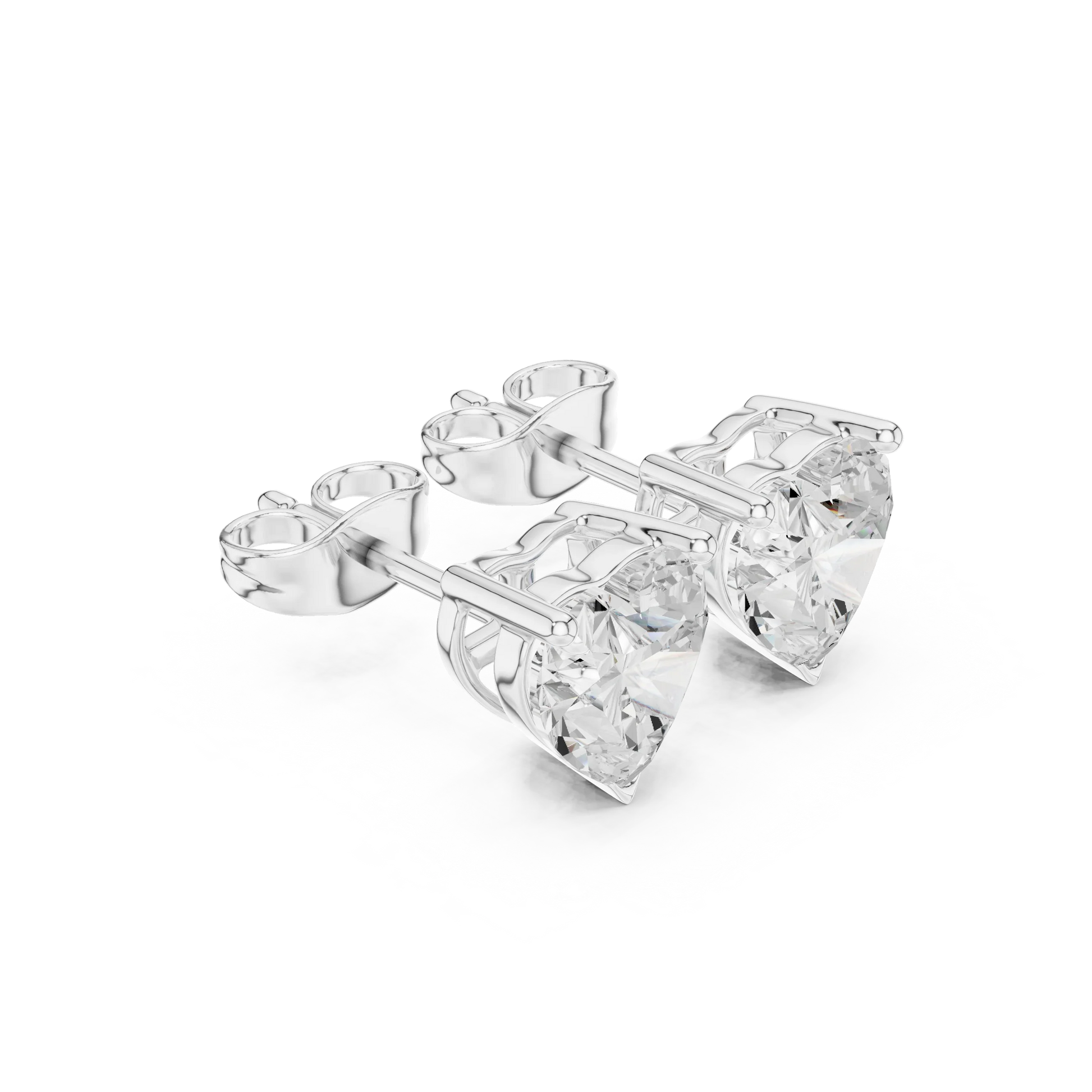 Heart cut lab grown diamond stud earrings in white gold front view by Diamonds for Everyone Australia