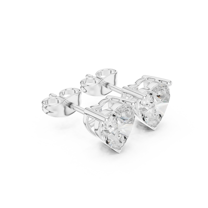 Heart cut lab grown diamond stud earrings in white gold front view by Diamonds for Everyone Australia