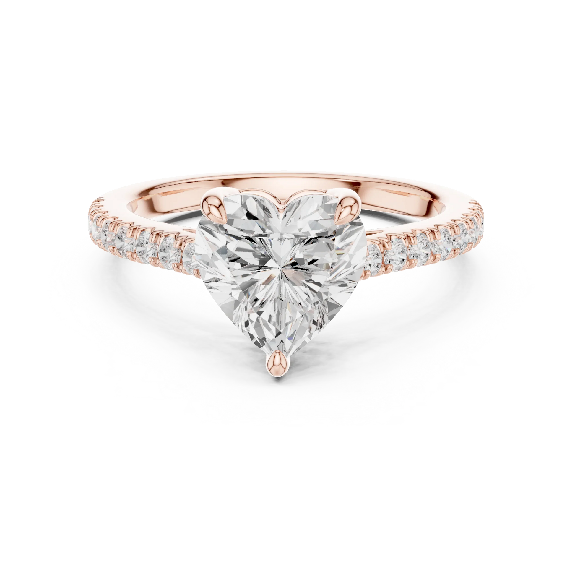 Lab-grown heart-shaped diamond pavé band ring in rose gold