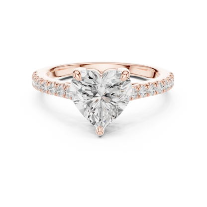 Lab-grown heart-shaped diamond pavé band ring in rose gold