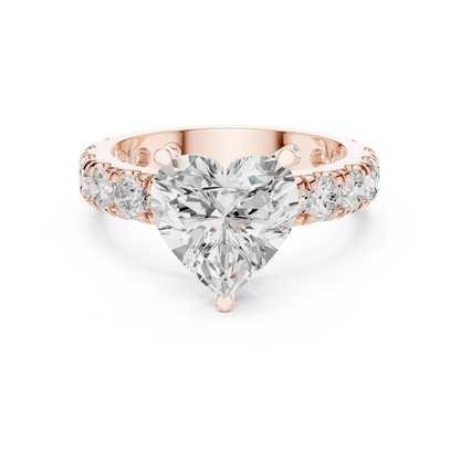 Heart solitaire ring in rose gold with pave band and lab-grown diamond – Australia