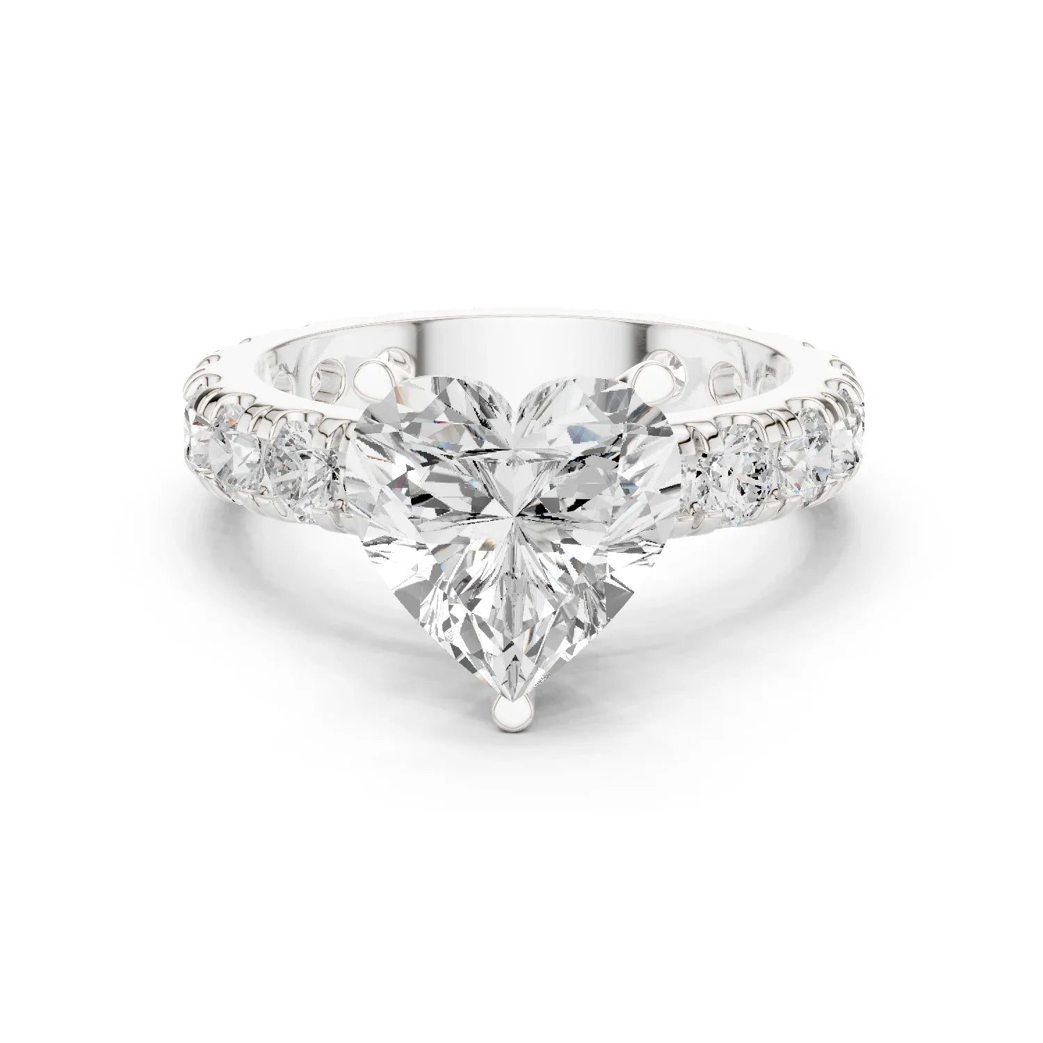 Heart solitaire ring in white gold with pave band and lab-grown diamond – Australia