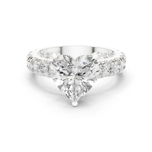 Heart solitaire ring in white gold with pave band and lab-grown diamond – Australia