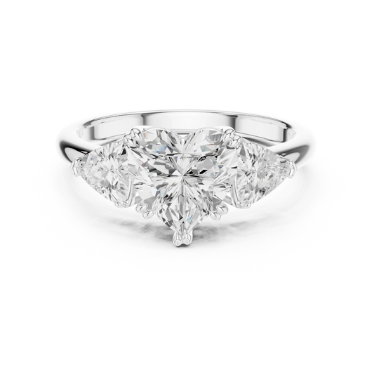 Heart three-stone ring in white gold with trillion cut side stones and lab-grown diamond 鈥?Australia