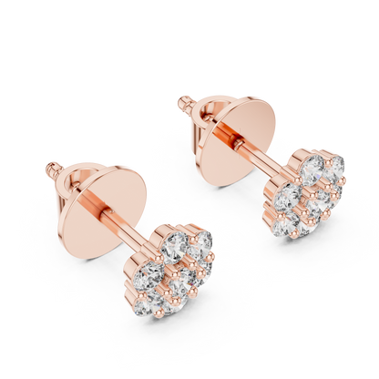 Floral Cluster Diamond Stud Earrings