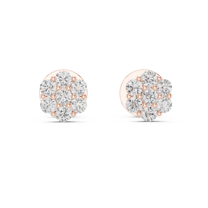 Floral Cluster Diamond Stud Earrings