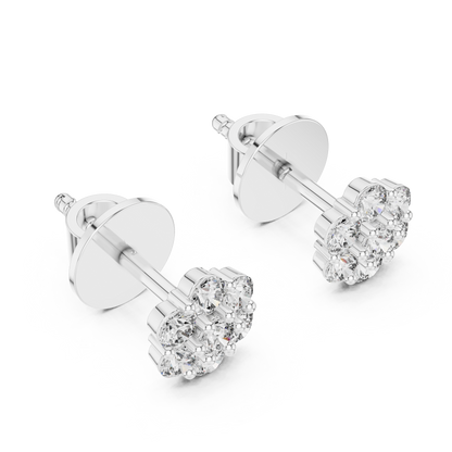Floral Cluster Diamond Stud Earrings