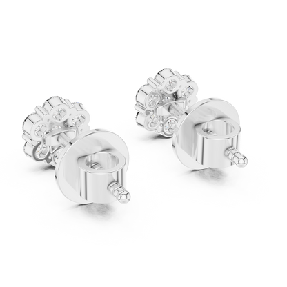 Floral Cluster Diamond Stud Earrings