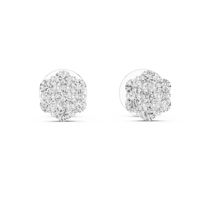 Floral Cluster Diamond Stud Earrings