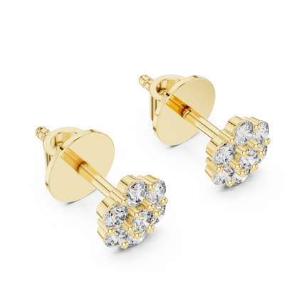 Floral Cluster Diamond Stud Earrings