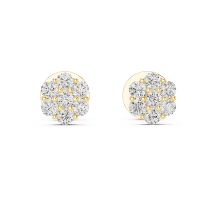 Floral Cluster Diamond Stud Earrings