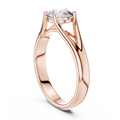 Modern Split-Shoulder Solitaire Diamond Ring