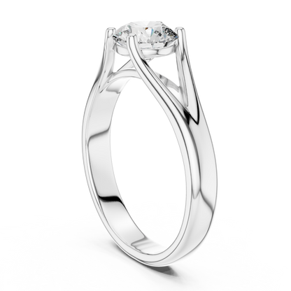 Modern Split-Shoulder Solitaire Diamond Ring