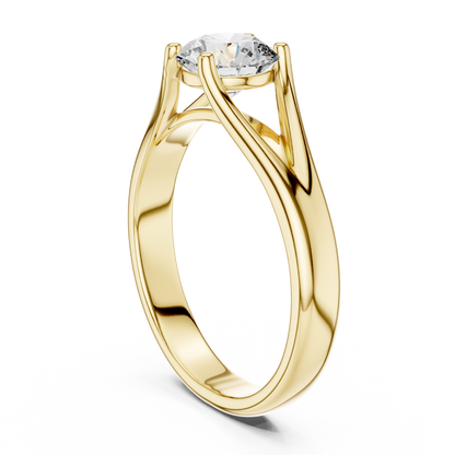Modern Split-Shoulder Solitaire Diamond Ring
