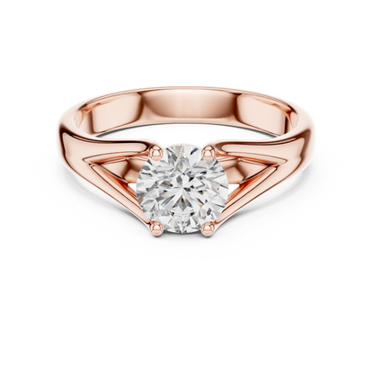 Modern Split-Shoulder Solitaire Diamond Ring