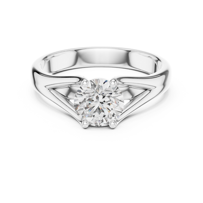 Modern Split-Shoulder Solitaire Diamond Ring