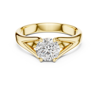 Modern Split-Shoulder Solitaire Diamond Ring