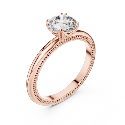 Milgrain Edge Solitaire Diamond Ring