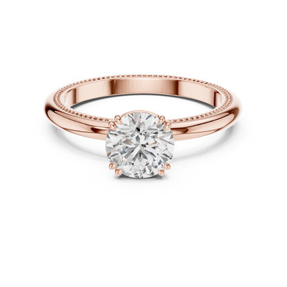 Milgrain Edge Solitaire Diamond Ring