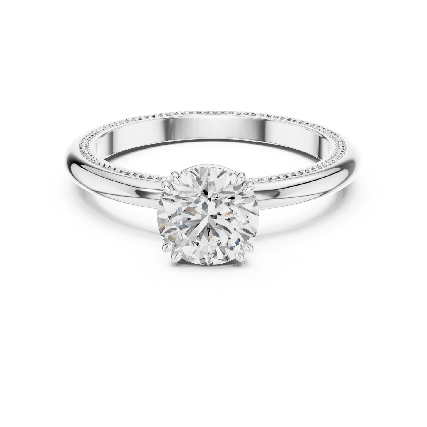 Milgrain Edge Solitaire Diamond Ring