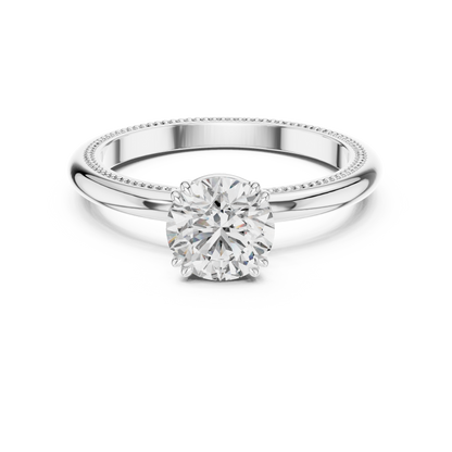 Milgrain Edge Solitaire Diamond Ring