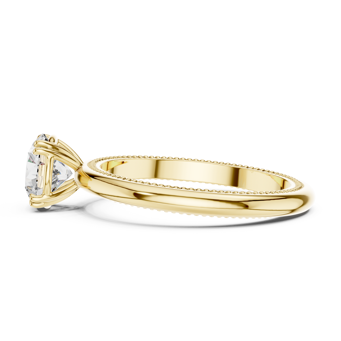 Milgrain Edge Solitaire Diamond Ring