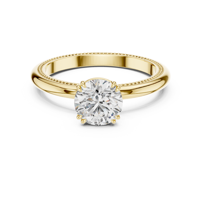 Milgrain Edge Solitaire Diamond Ring