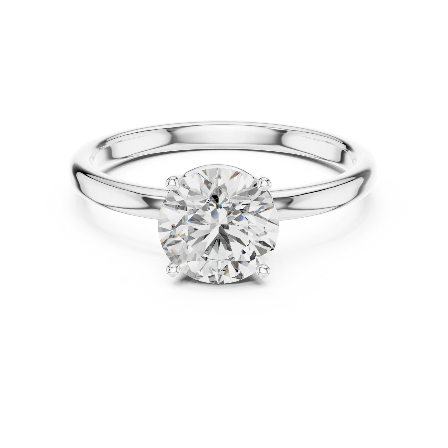 Diamond view of round cut white gold diamond ring with round gemstone