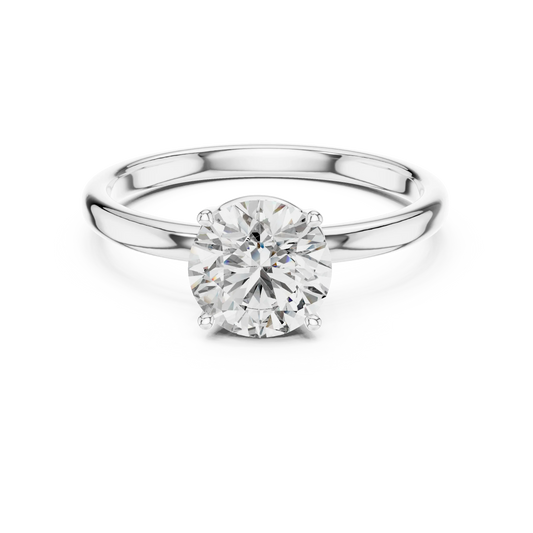 Diamond view of round cut white gold diamond ring with round gemstone