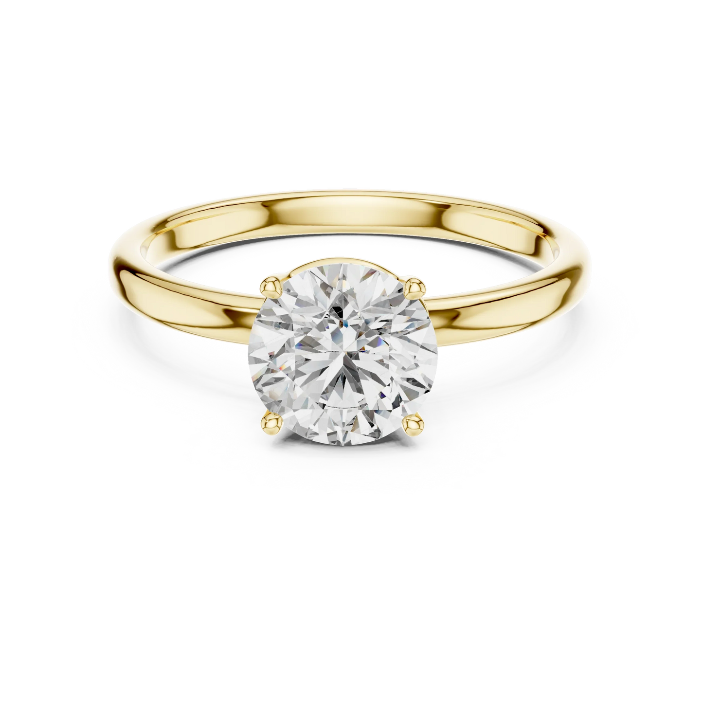 Diamond view of round cut yellow gold diamond ring with round gemstone