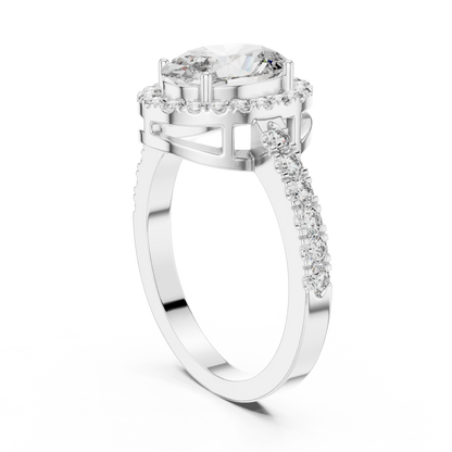 Oval Halo Diamond Engagement Ring with Pav茅 Band