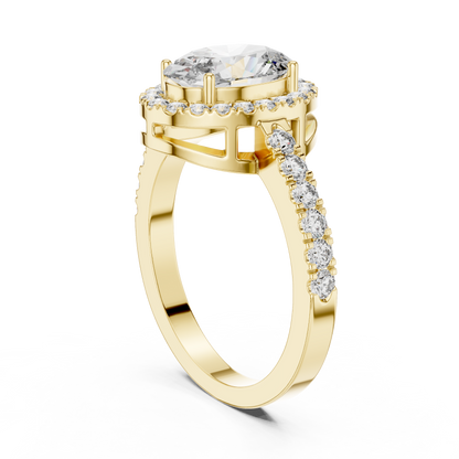Oval Halo Diamond Engagement Ring with Pav茅 Band