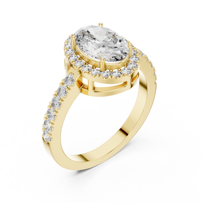 Oval Halo Diamond Engagement Ring with Pav茅 Band