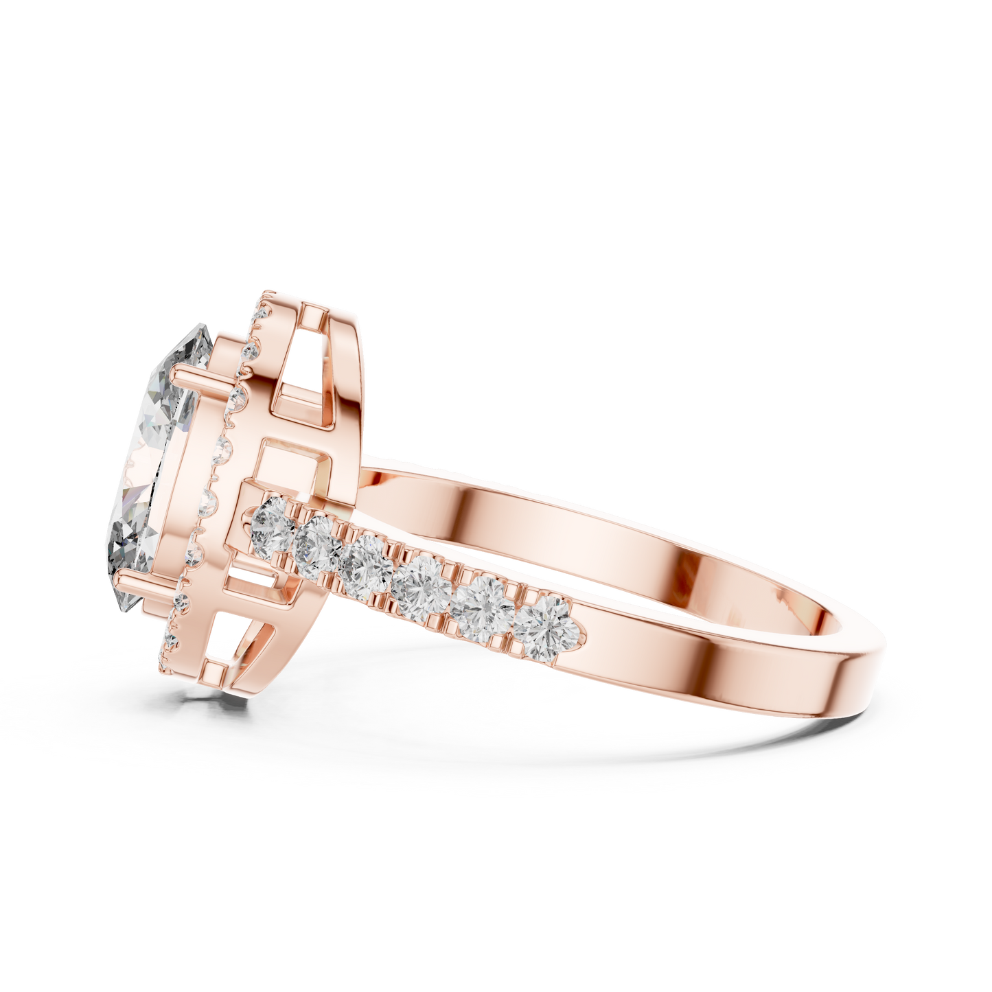 Oval Halo Diamond Engagement Ring with Pav茅 Band