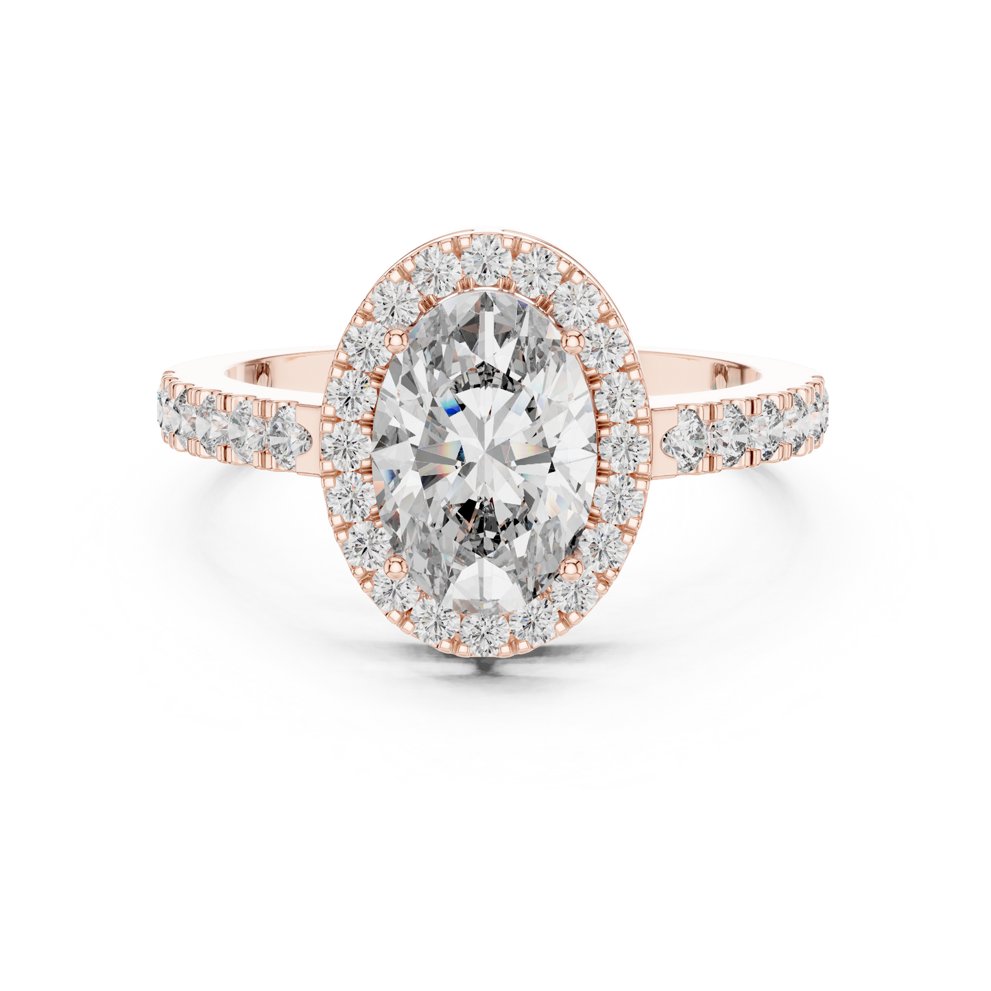 Oval Halo Diamond Engagement Ring with Pav茅 Band