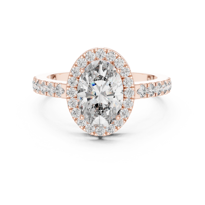Oval Halo Diamond Engagement Ring with Pav茅 Band