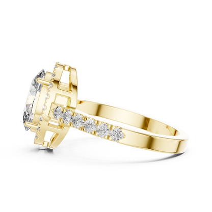 Oval Halo Diamond Engagement Ring with Pav茅 Band