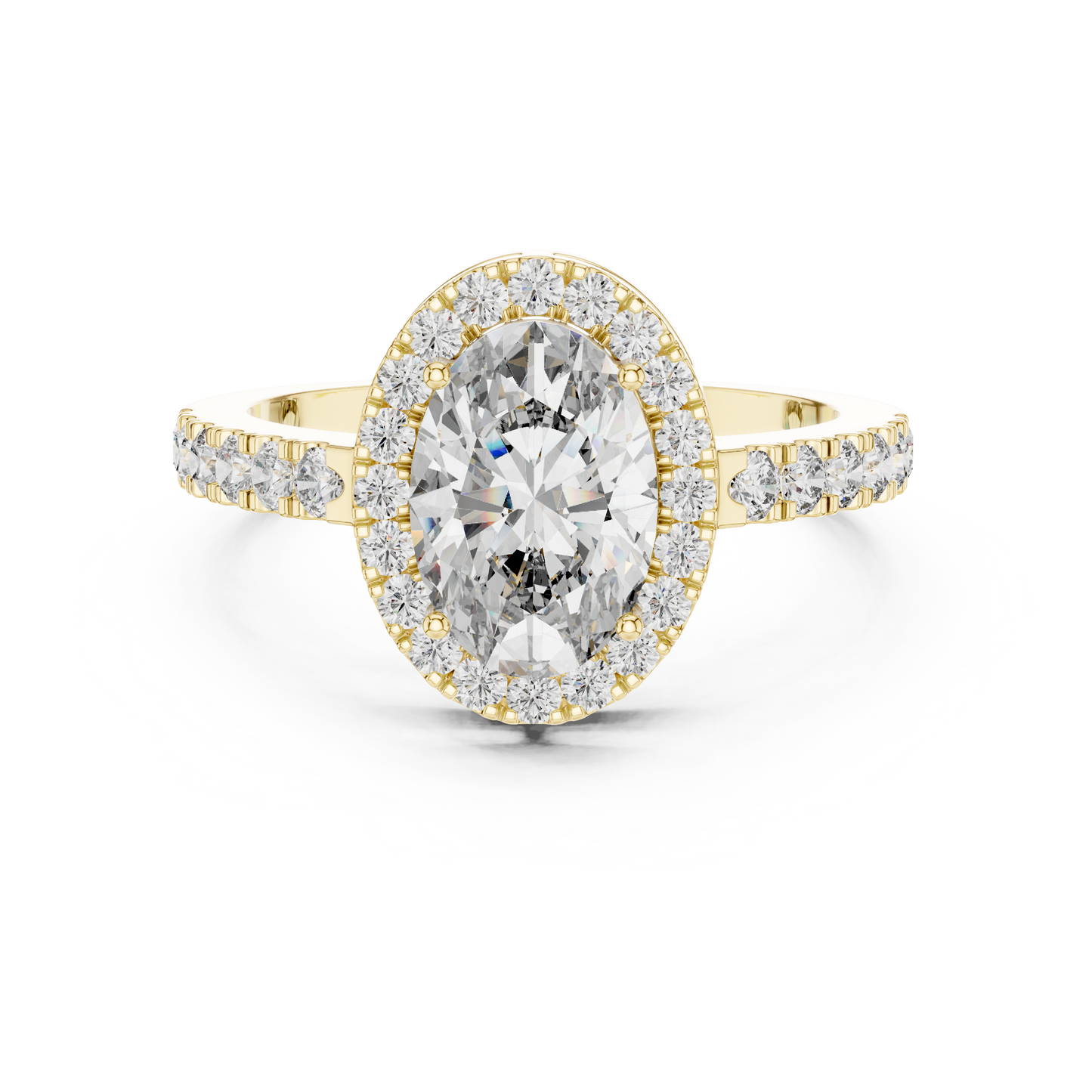 Oval Halo Diamond Engagement Ring with Pav茅 Band